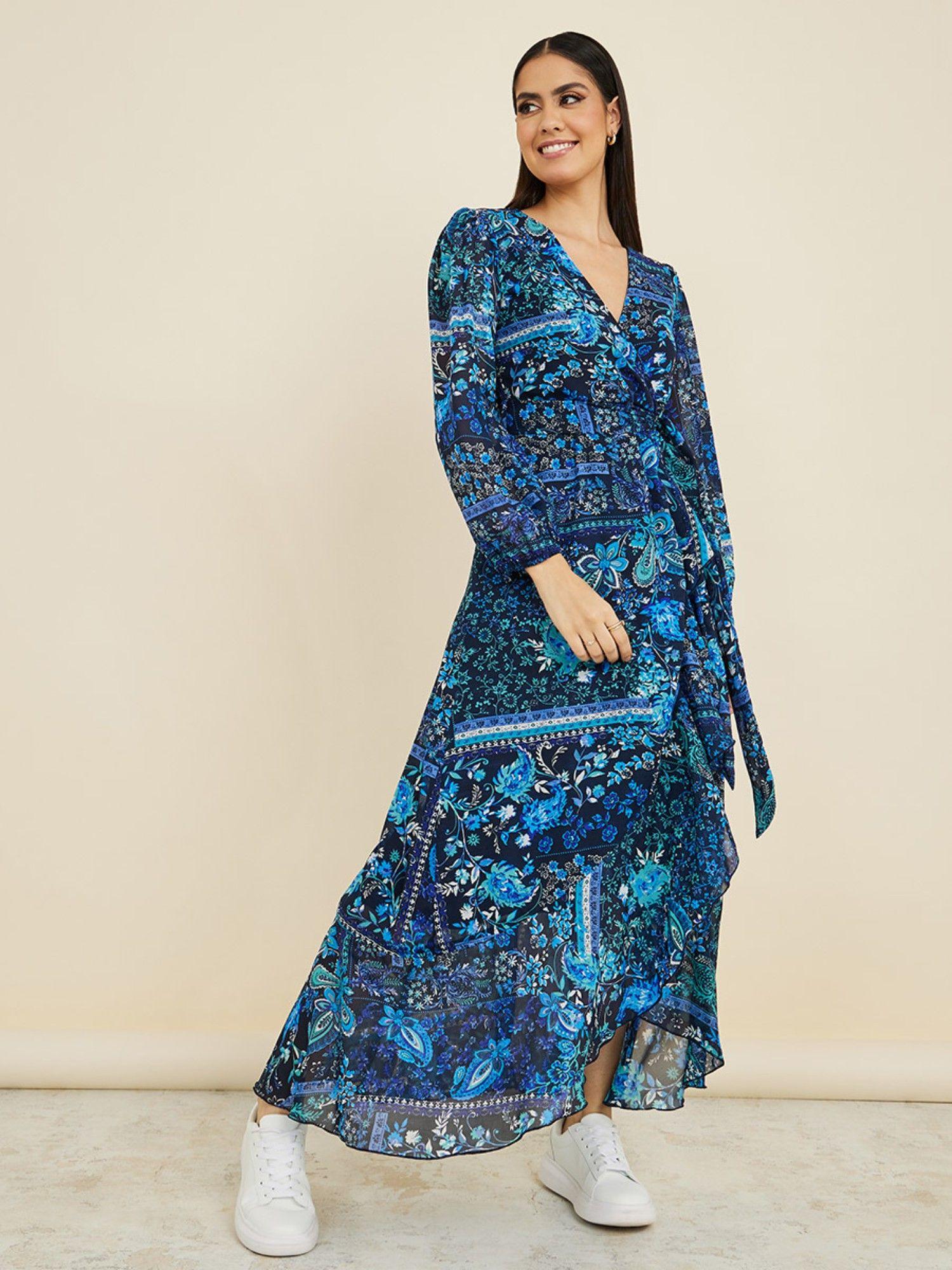 long sleeves floral print maxi dress