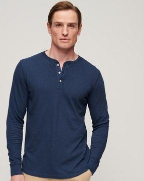 long-sleeves jersey henley t-shirt