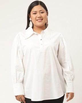 long top with cuffed sleeves