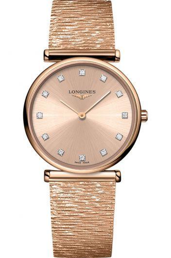 longines la grande classique de longines pink dial quartz watch with steel & rose gold pvd bracelet for women - l4.512.1.93.8