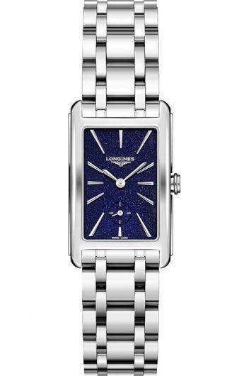 longines elegance blue dial quartz watch with steel bracelet for women - l5.512.4.93.6