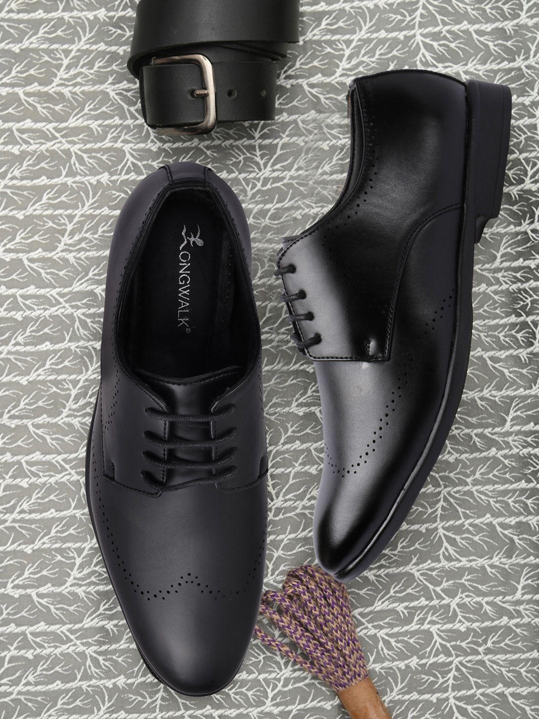 longwalk men black solid formal derbys