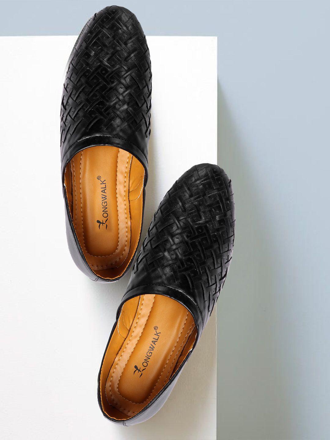 longwalk men black textured loafers