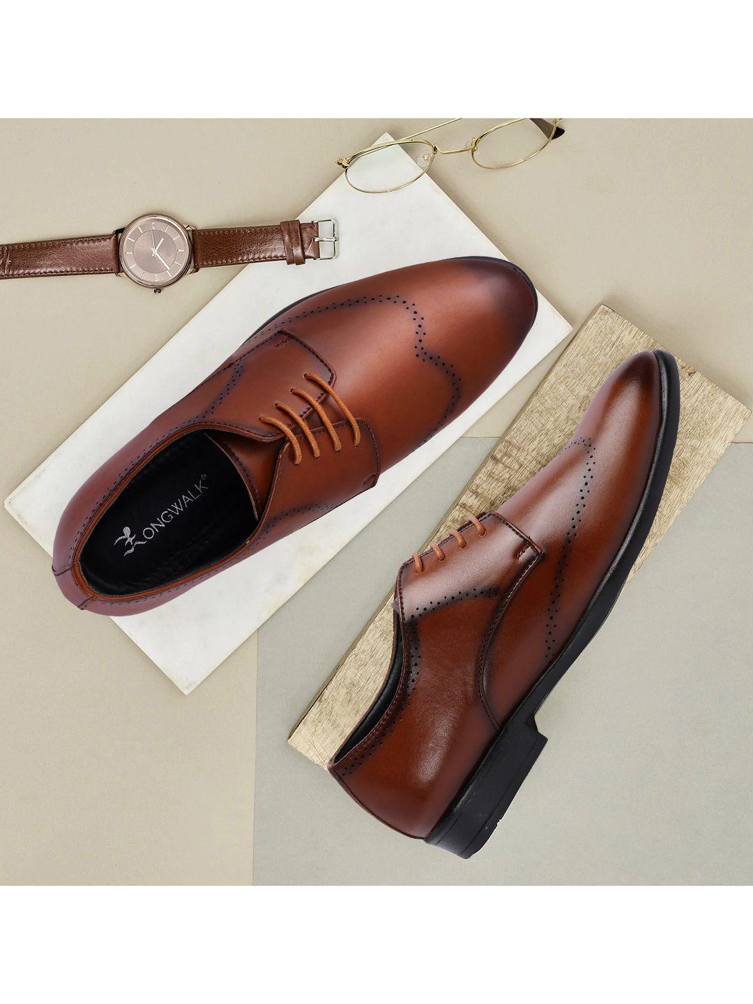 longwalk men brown solid formal derbys