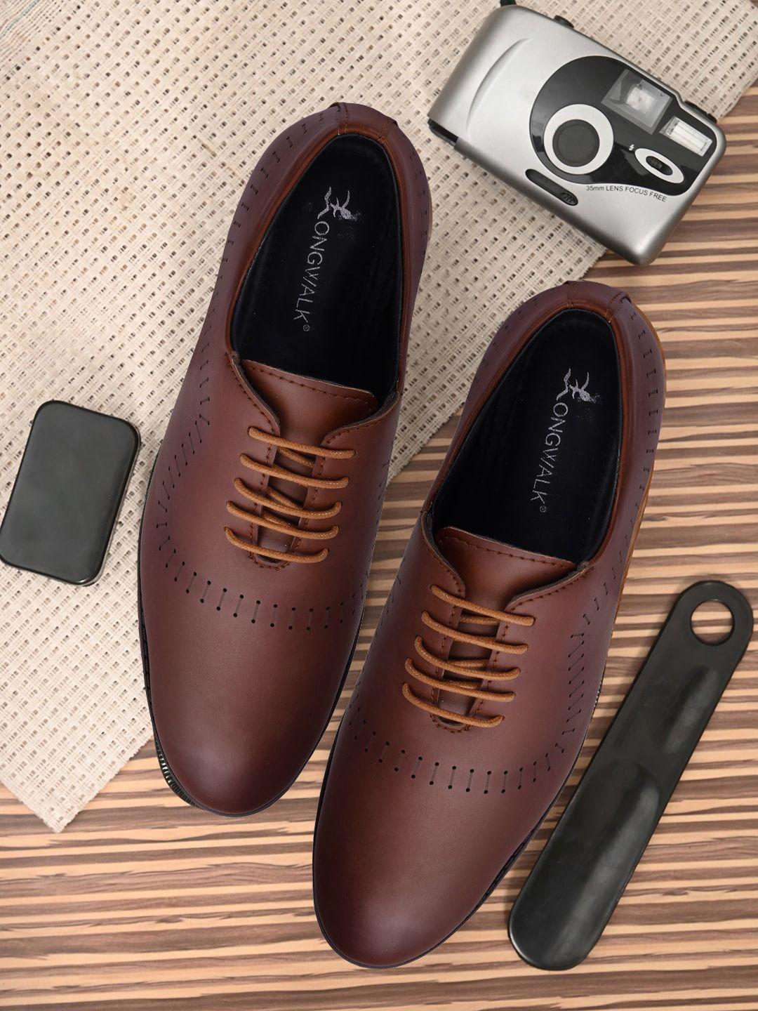 longwalk men brown solid formal derbys