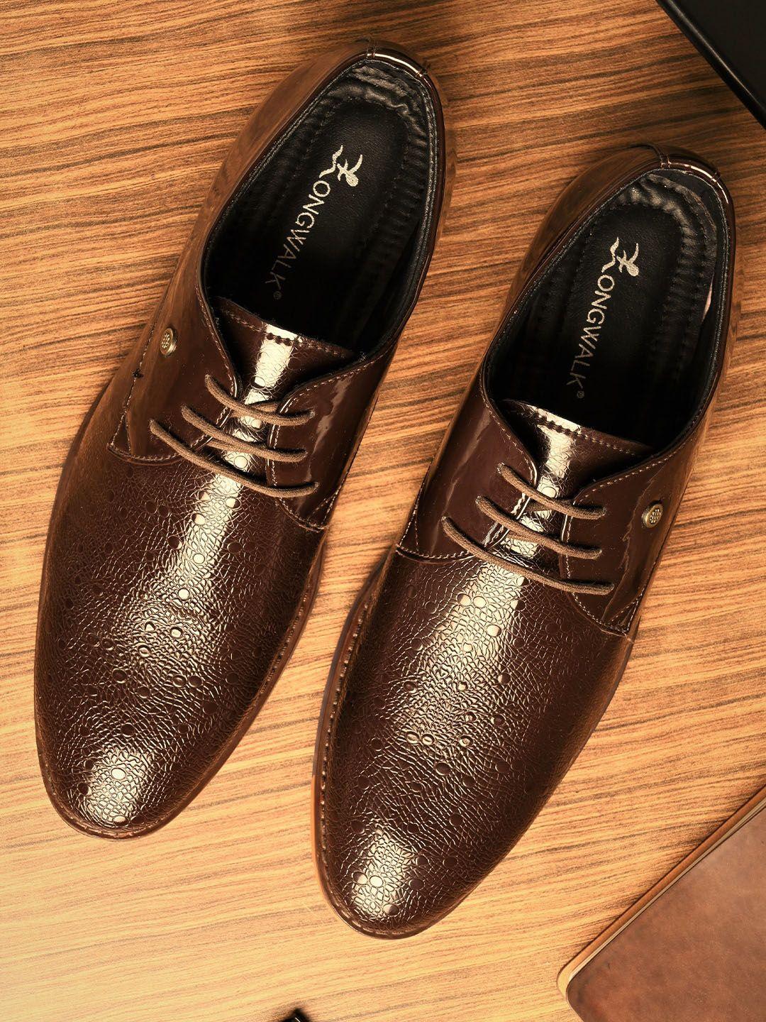 longwalk men brown solid formal oxfords