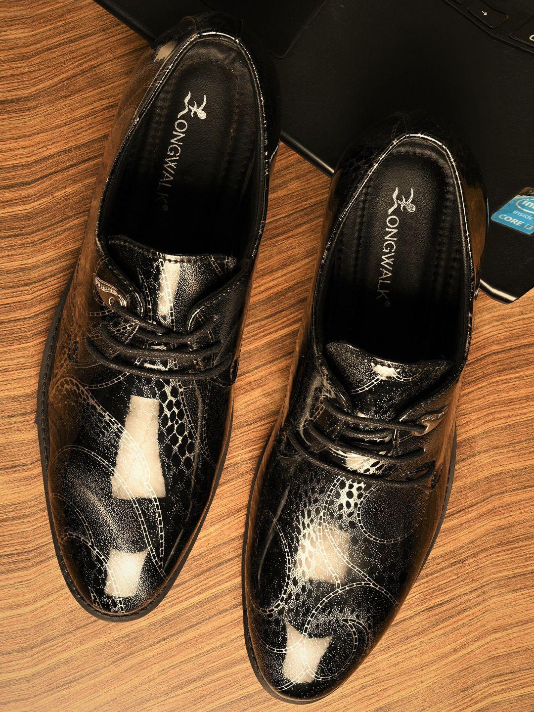 longwalk men glossy digital printed formal derbys