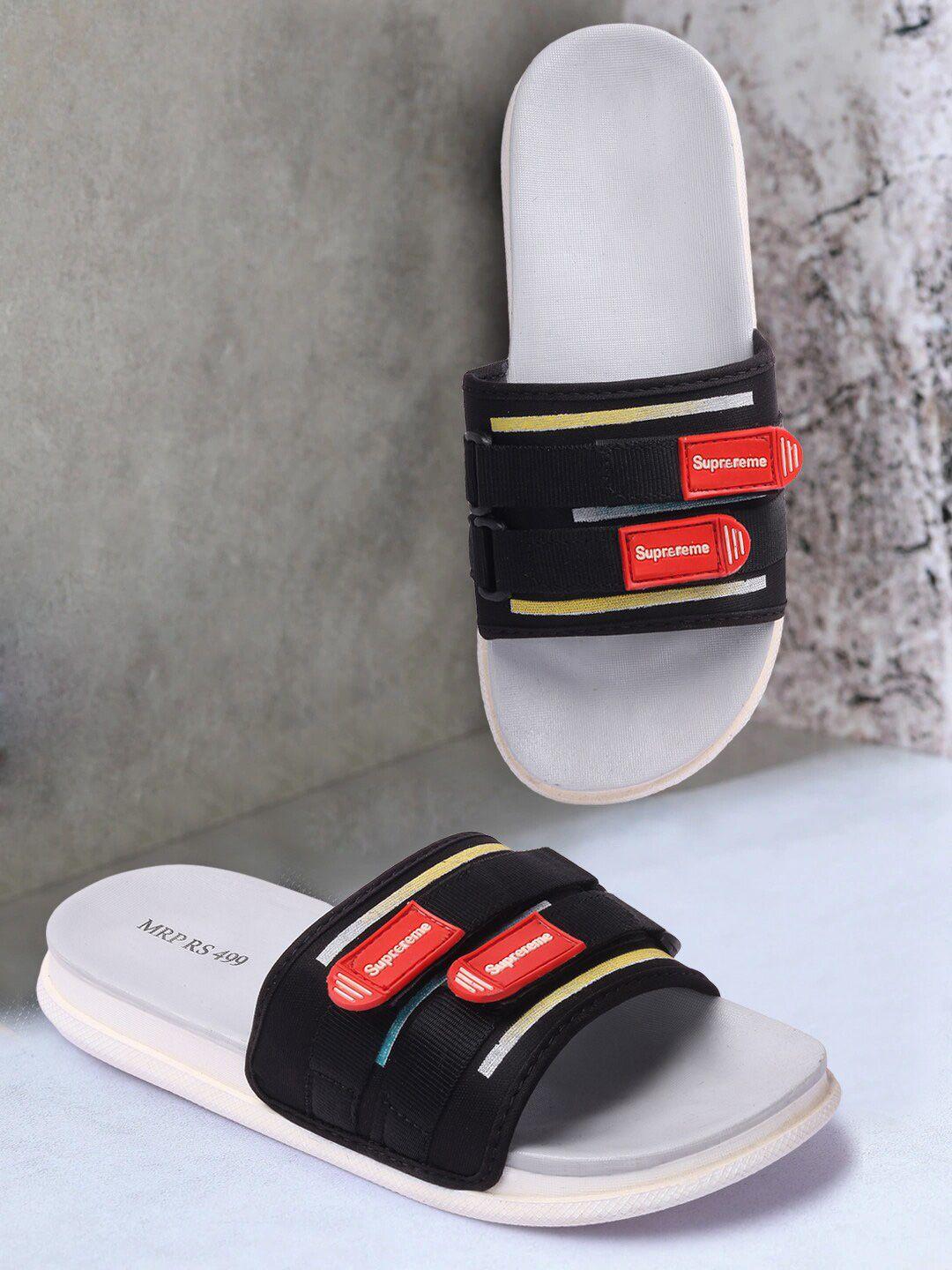 longwalk men grey & black printed sliders