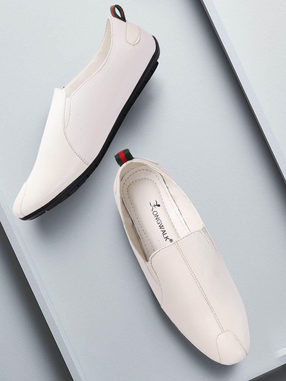 longwalk men white textured slip-on shoes