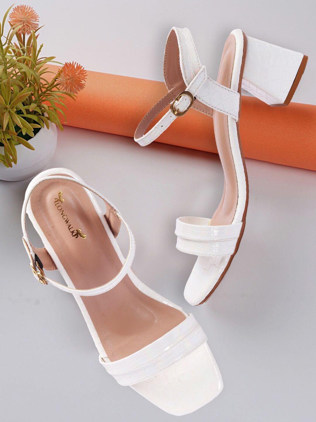 longwalk white block heel