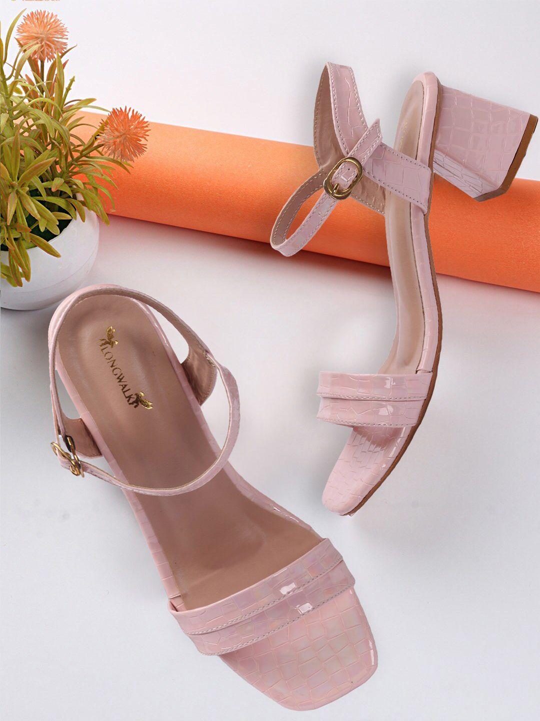 longwalk women peach-coloured block sandals