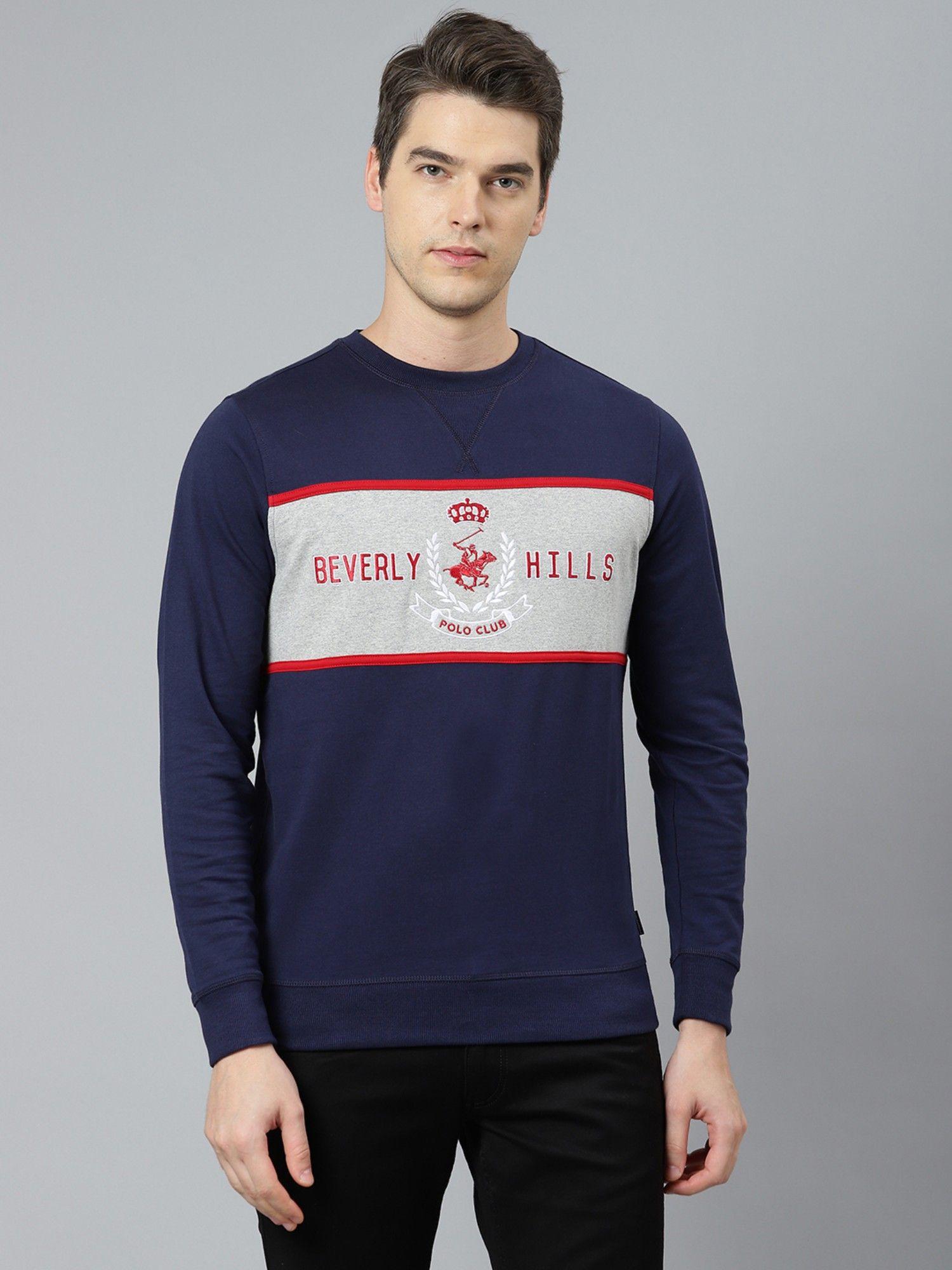 looking regal pullover navy blue sweatshirt