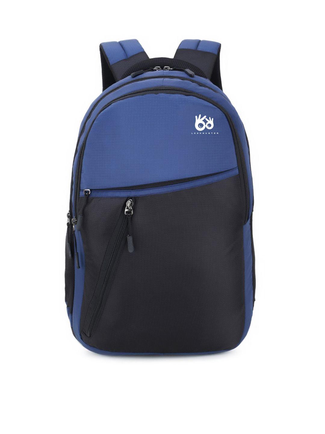 lookmuster unisex navy blue & black waterproof laptop backpacks