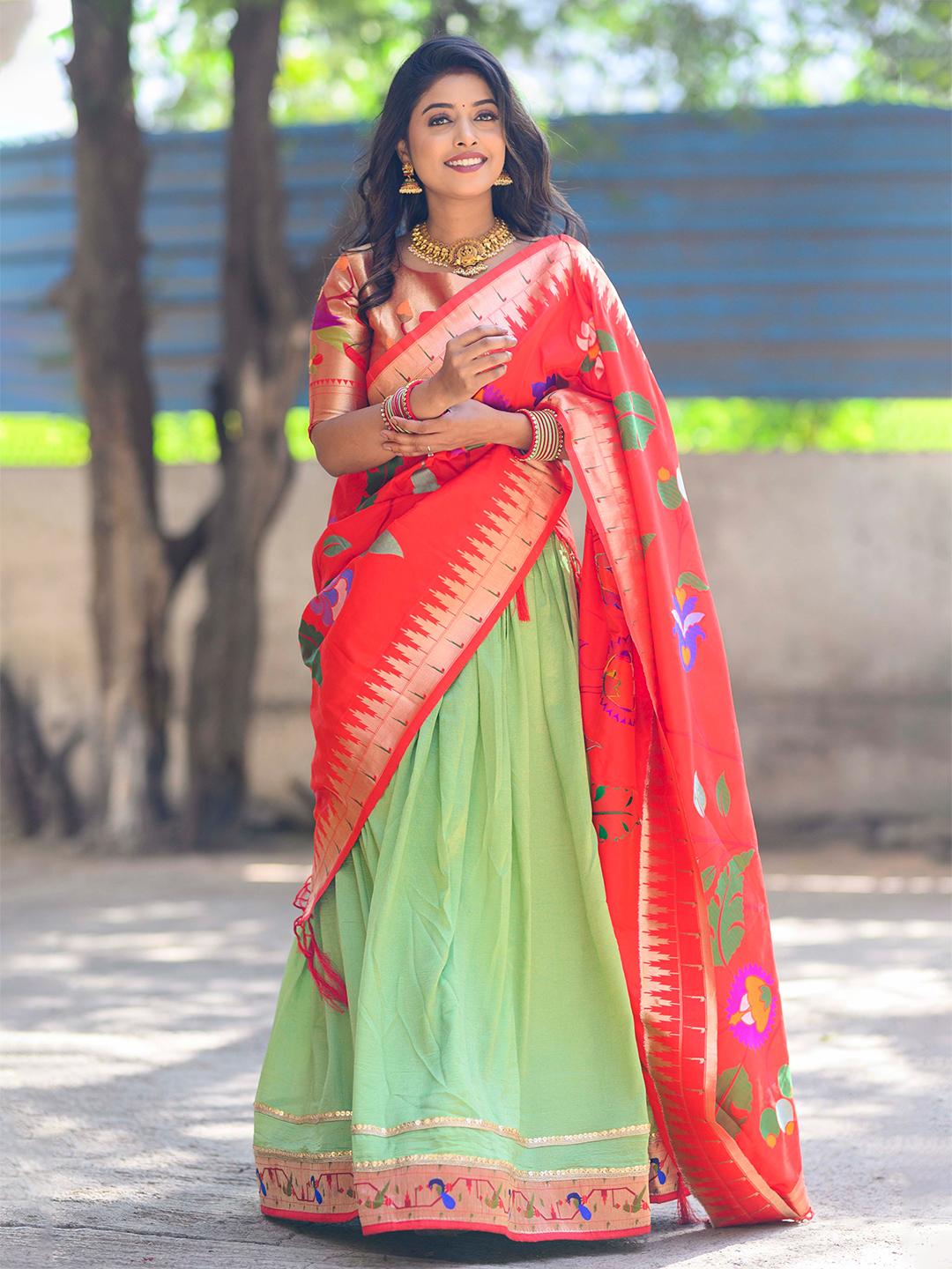 looknbook art semi-stitched lehenga & unstitched blouse with dupatta
