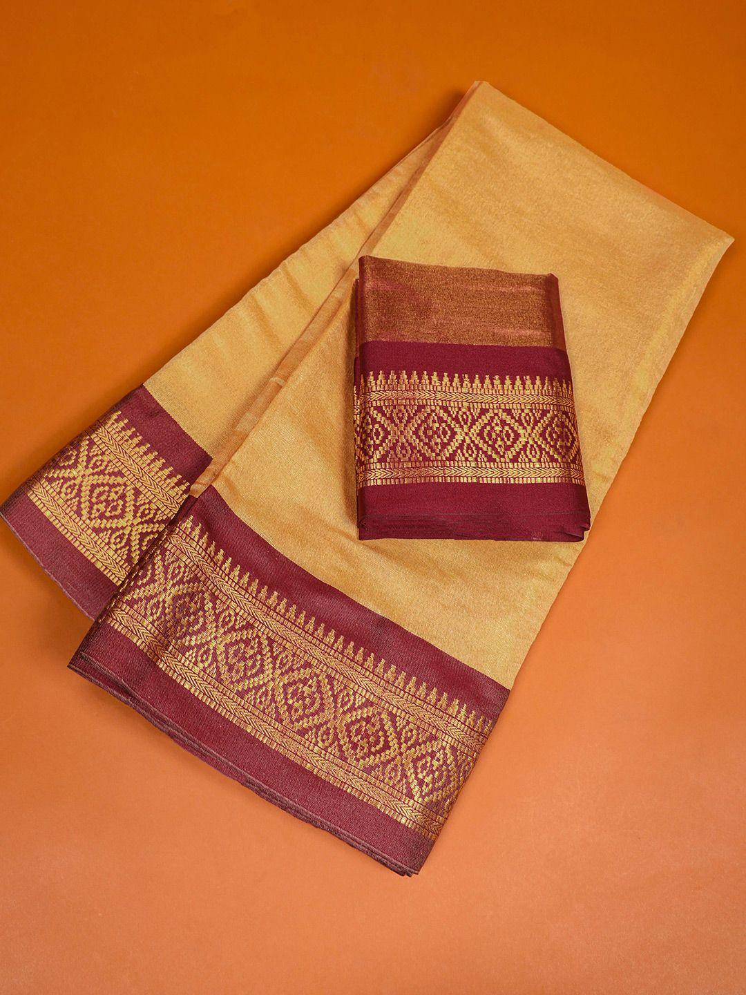 looknbook art zari silk blend kanjeevaram saree