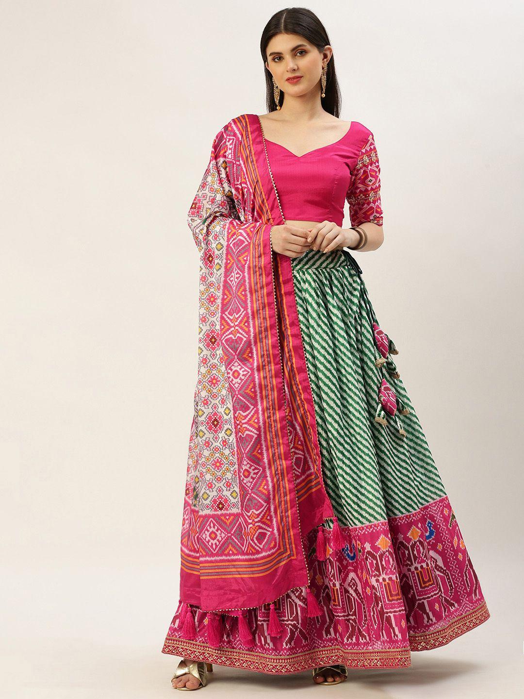 looknbook art chinon with leheriya printed lehenga choli