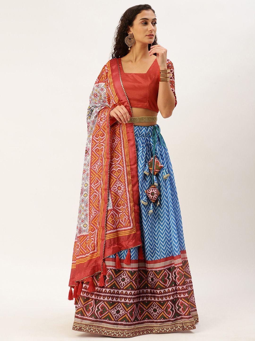 looknbook art chinon with leheriya printed lehenga choli