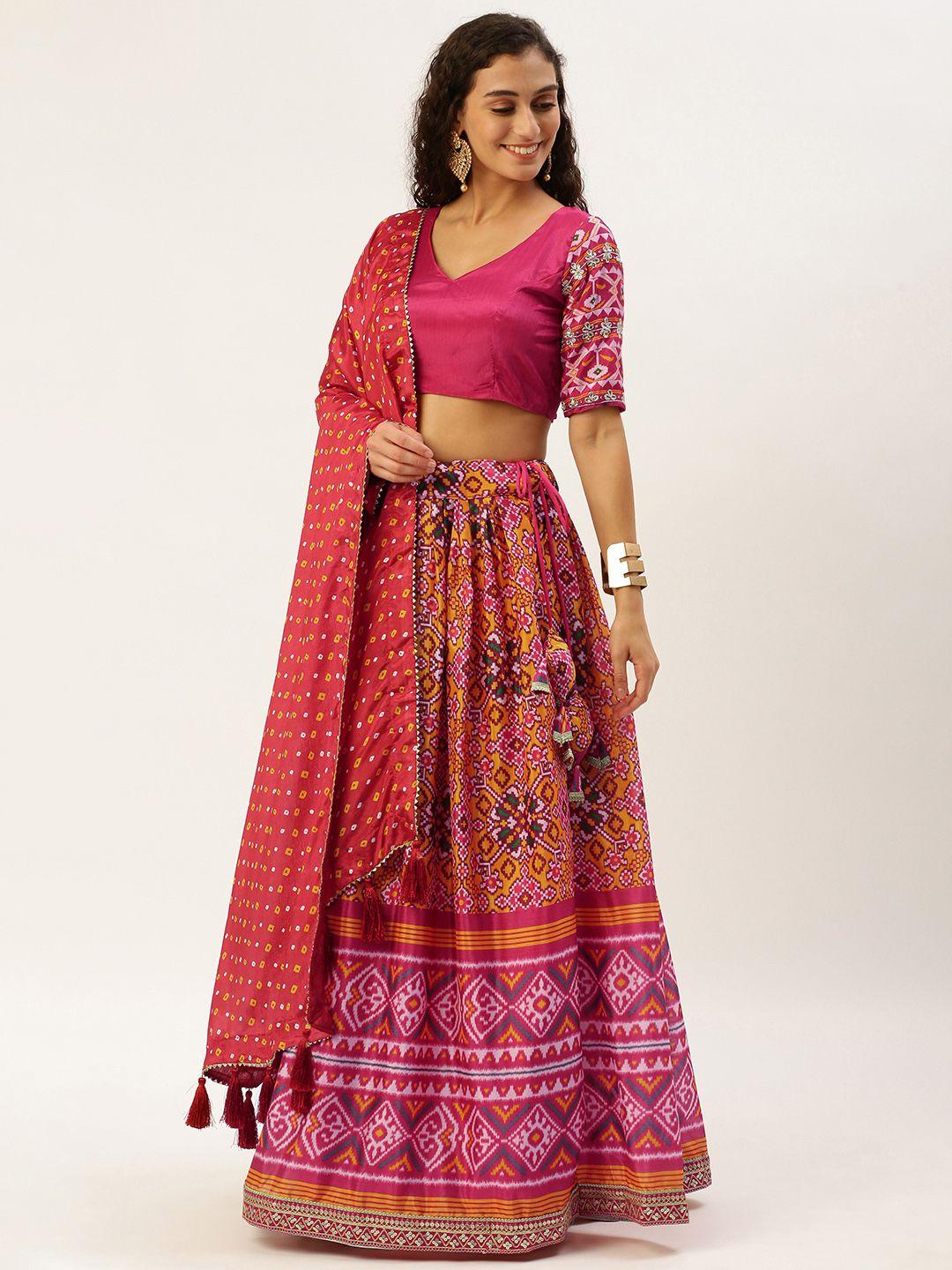 looknbook art chinon with patola printed lehenga choli