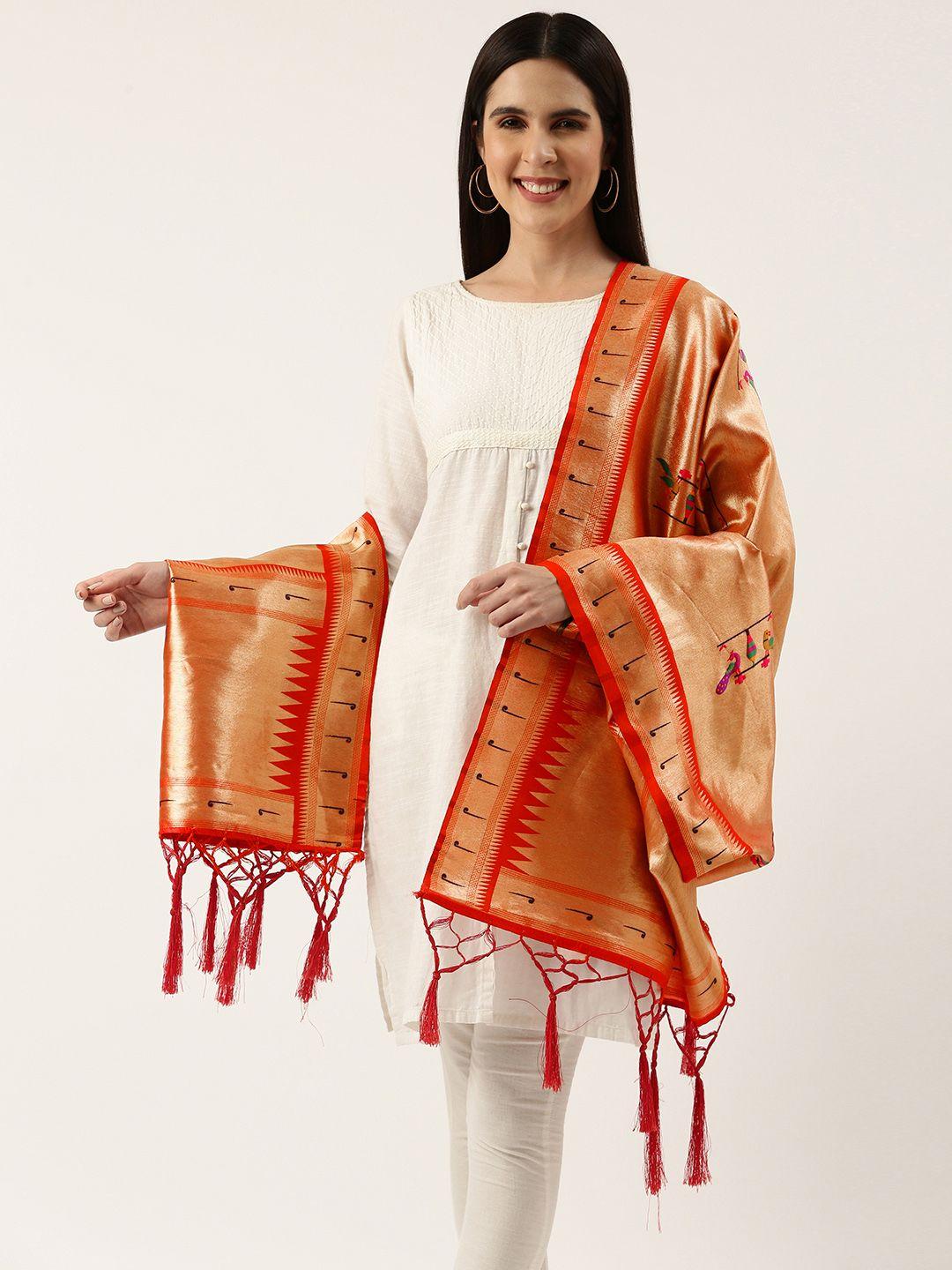 looknbook art ethnic motifs woven design jacquard dupatta with zari
