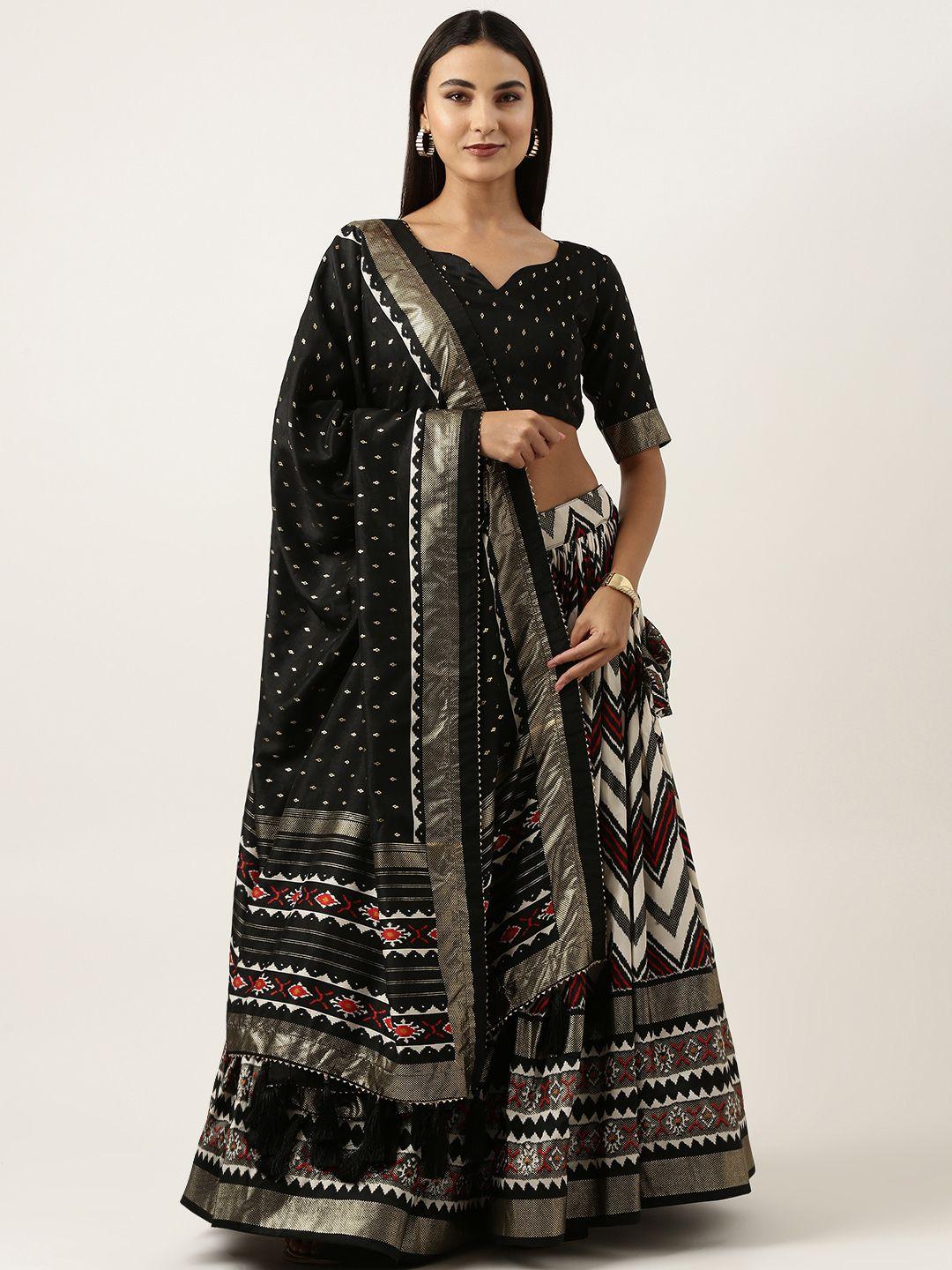 looknbook art printed semi-stitched lehenga & unstitched blouse with dupatta