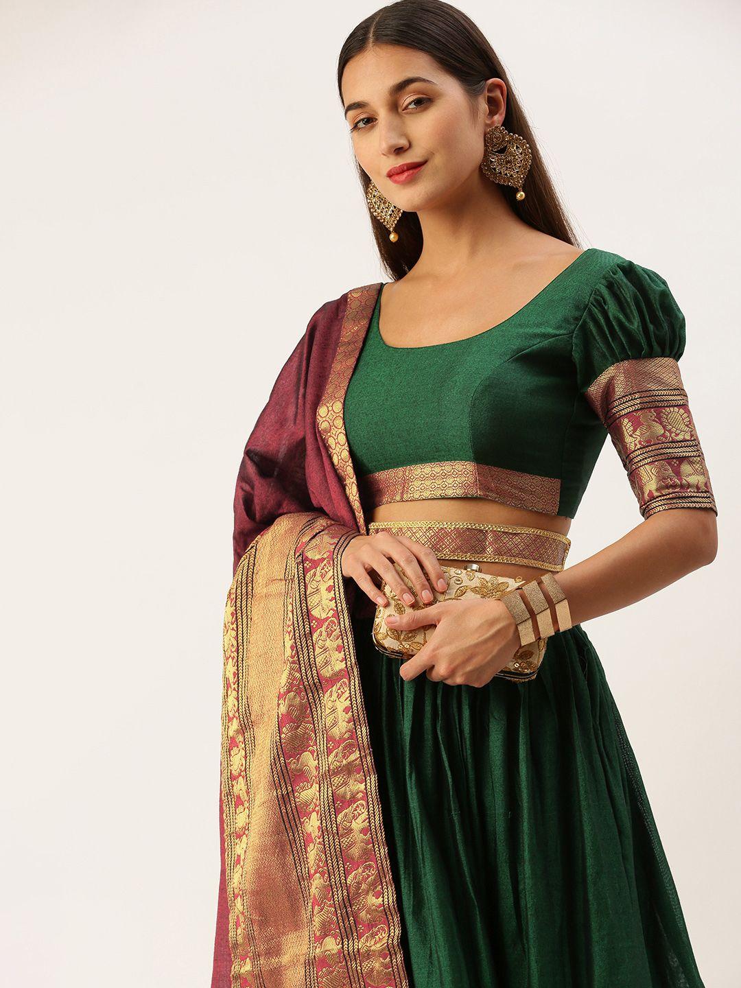 looknbook art semi-stitched lehenga & unstitched blouse with dupatta