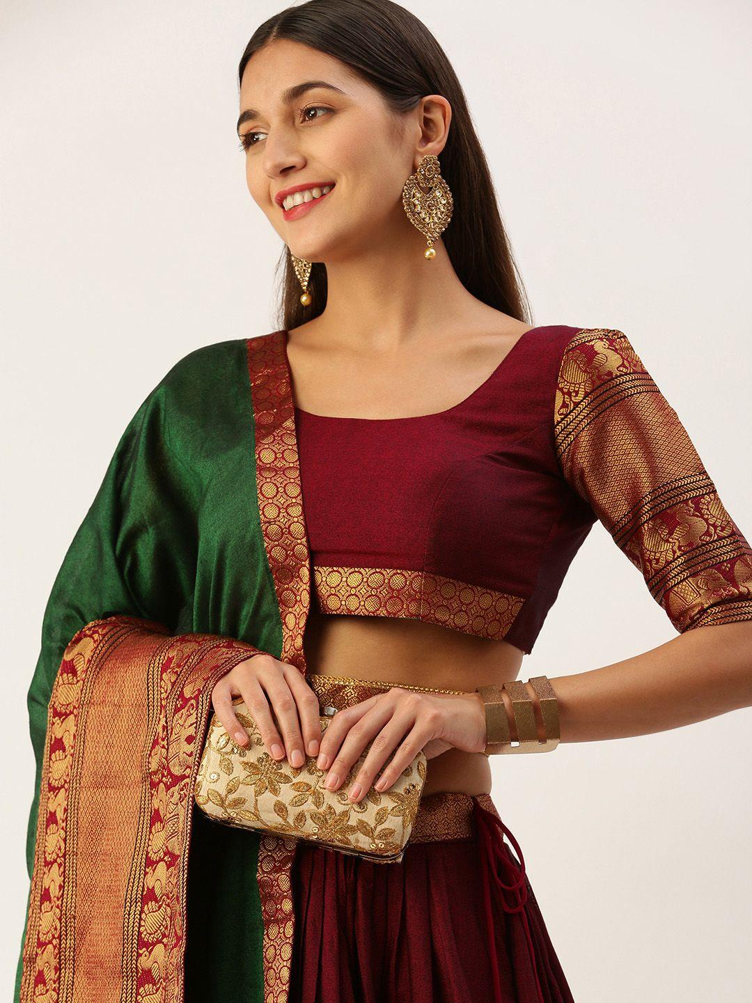 looknbook art semi-stitched lehenga & unstitched blouse with dupatta