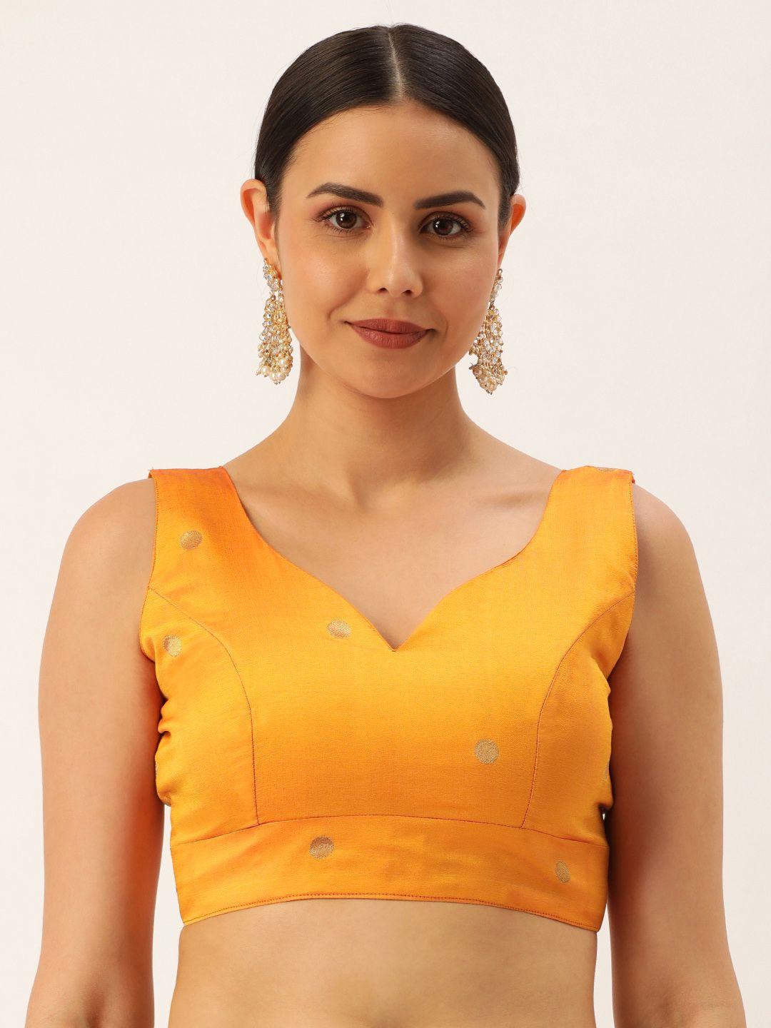 looknbook art woven design jacquard silk readymade saree blouse