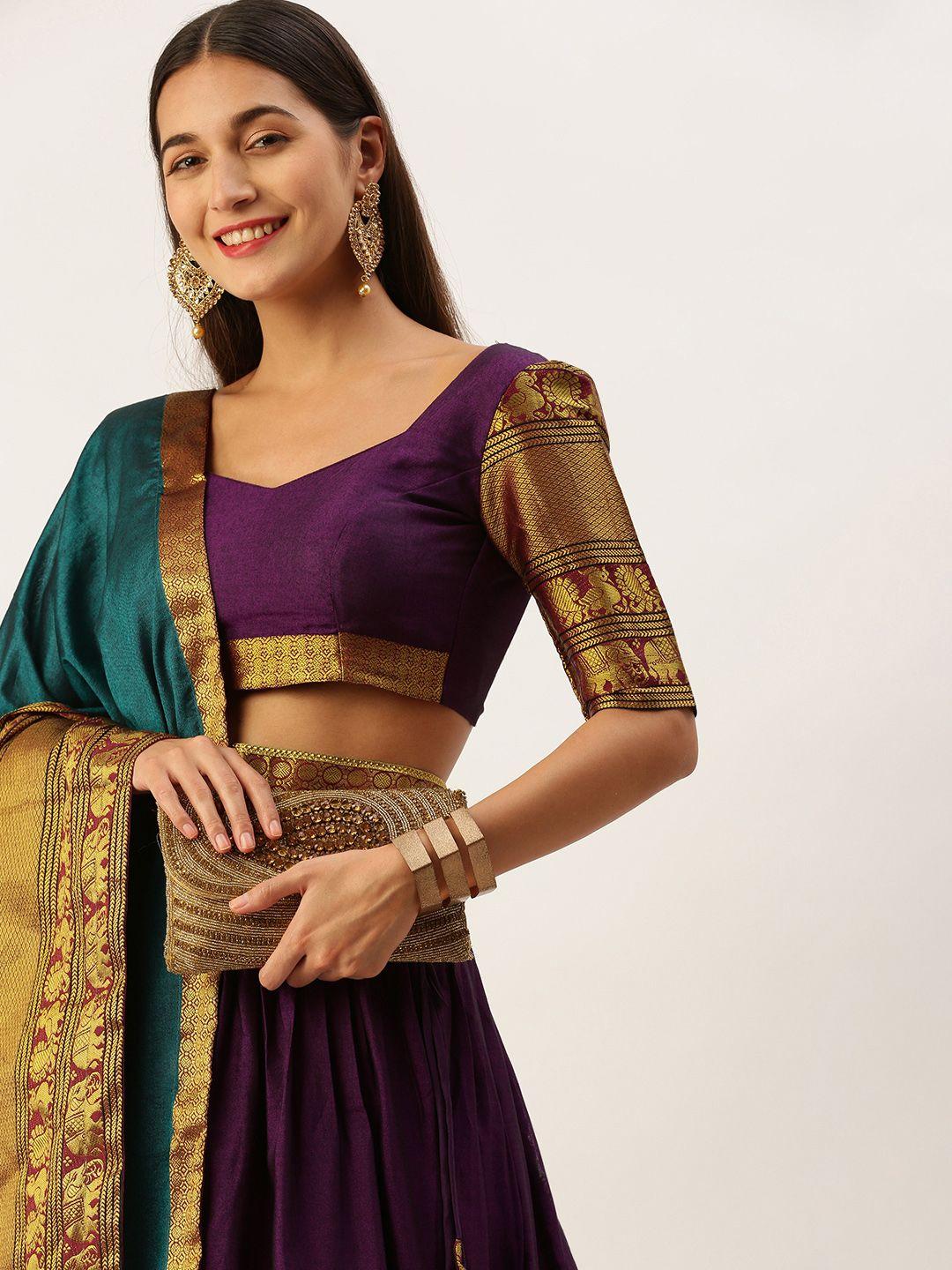 looknbook art woven design zari semi-stitched lehenga & unstitched blouse with dupatta