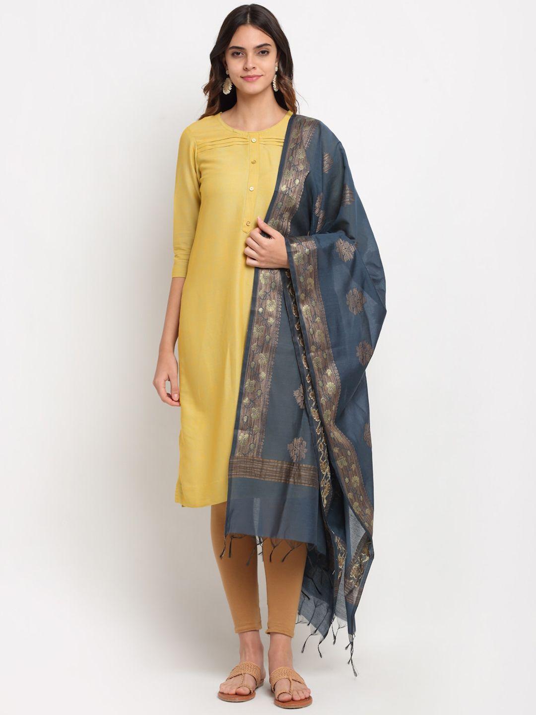 loom legacy blue ethnic motifs woven design banarasi jacquard dupatta