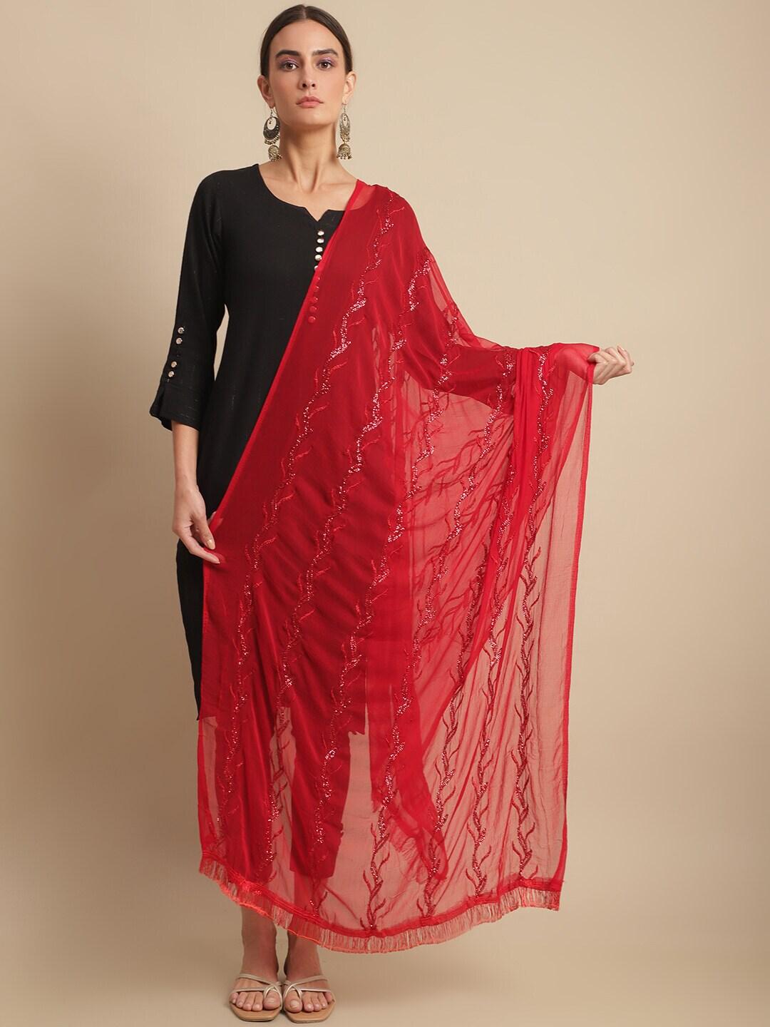 loom legacy embroidered cotton silk sequinned dupatta