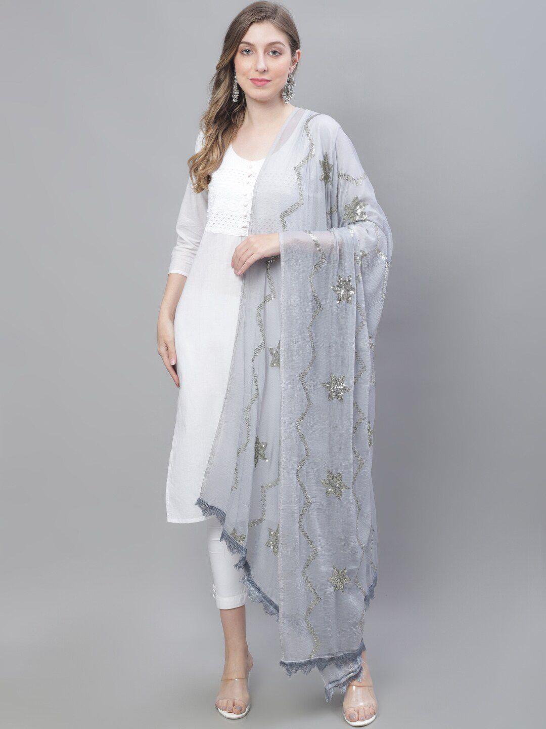 loom legacy floral embroidered cotton silk dupatta