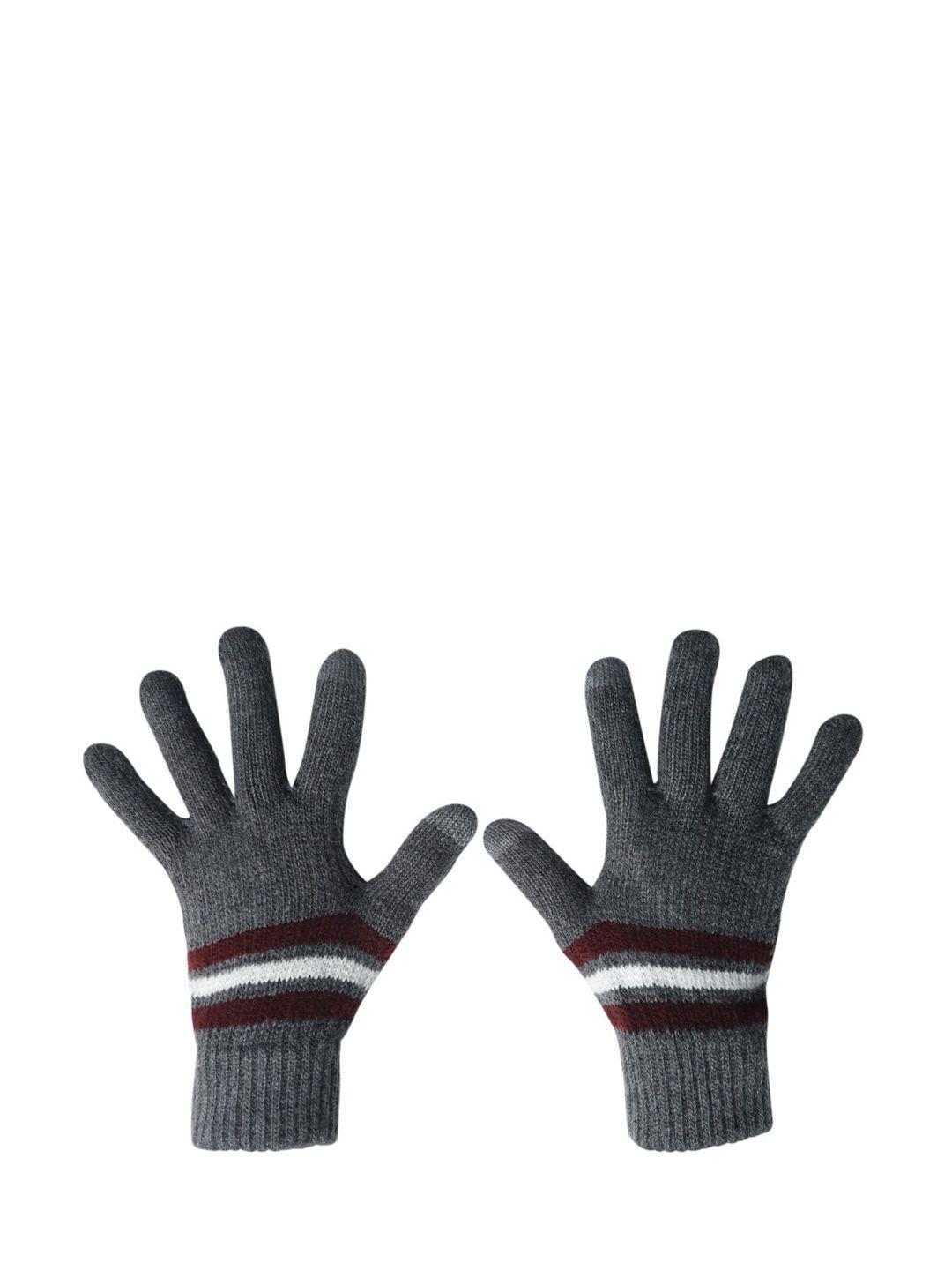 loom legacy men grey melange acrylic hand gloves