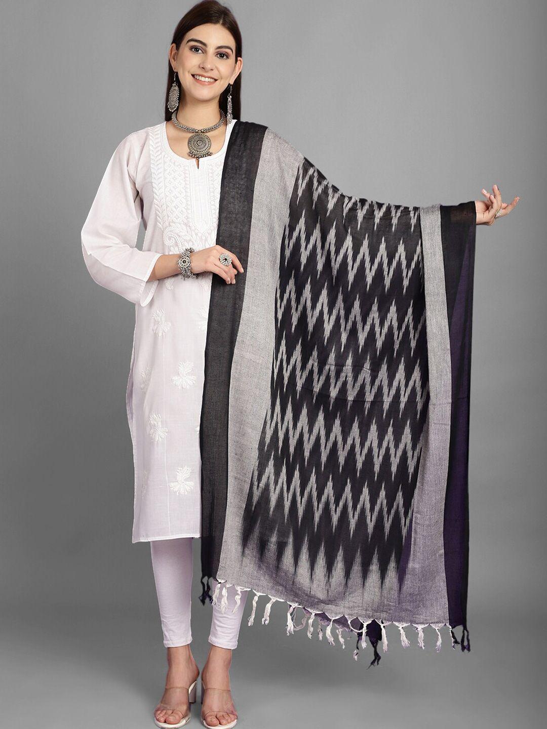 loom legacy chevron printed cotton silk dupatta