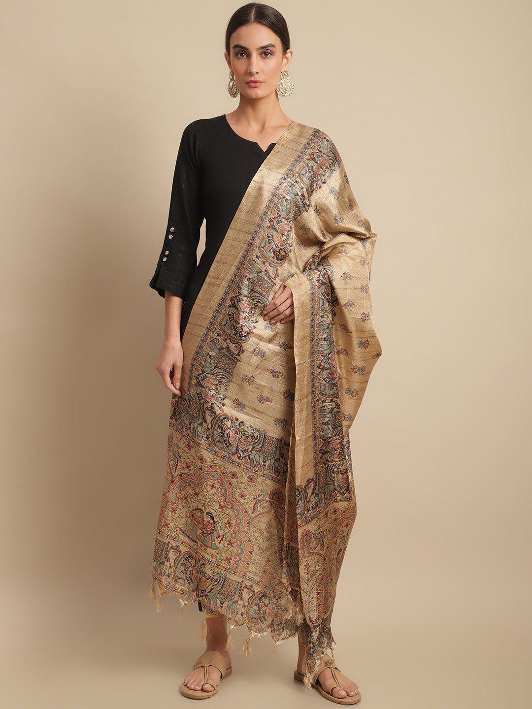 loom legacy ethnic motifs printed art silk dupatta