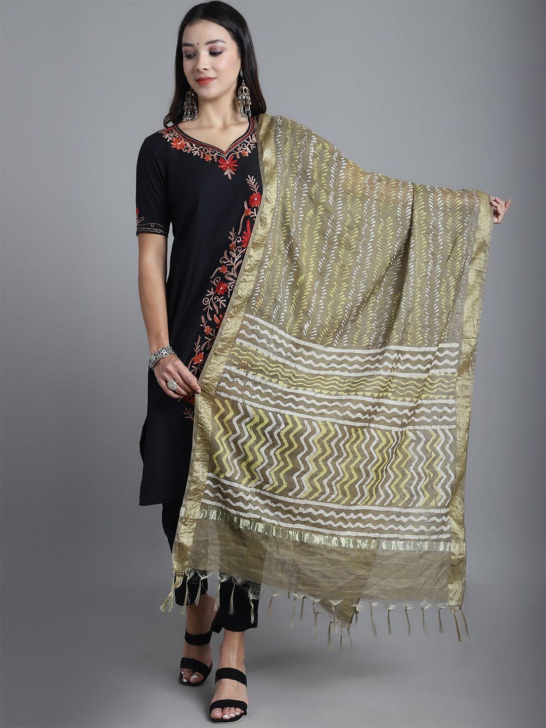 loom legacy ethnic motifs printed chanderi dupatta