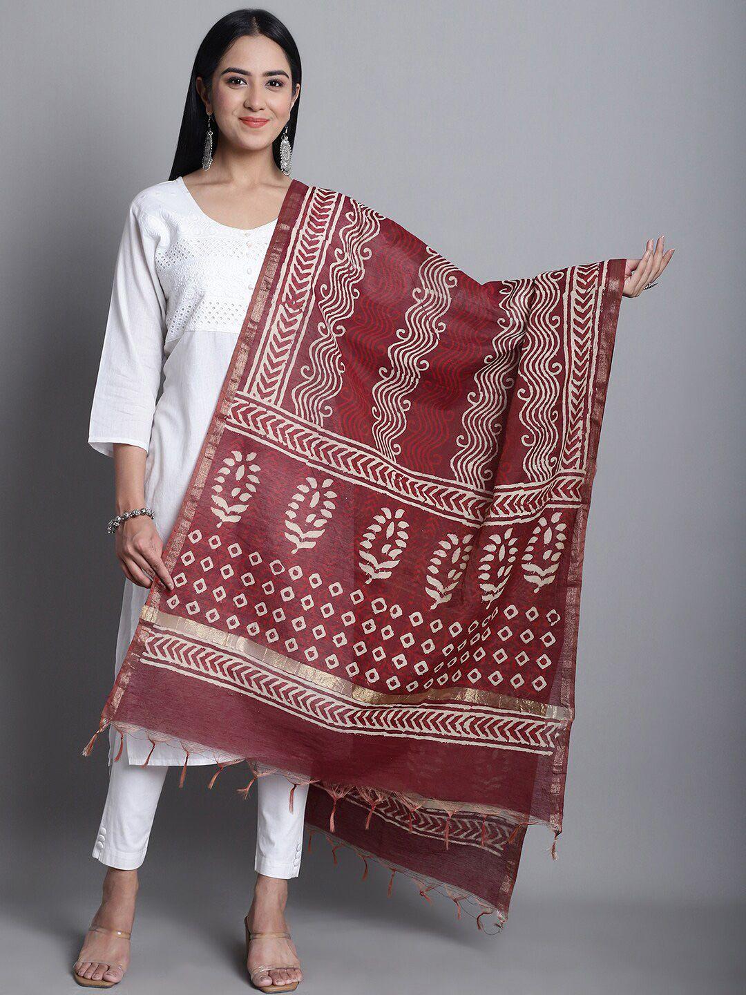 loom legacy ethnic motifs printed cotton silk dupatta