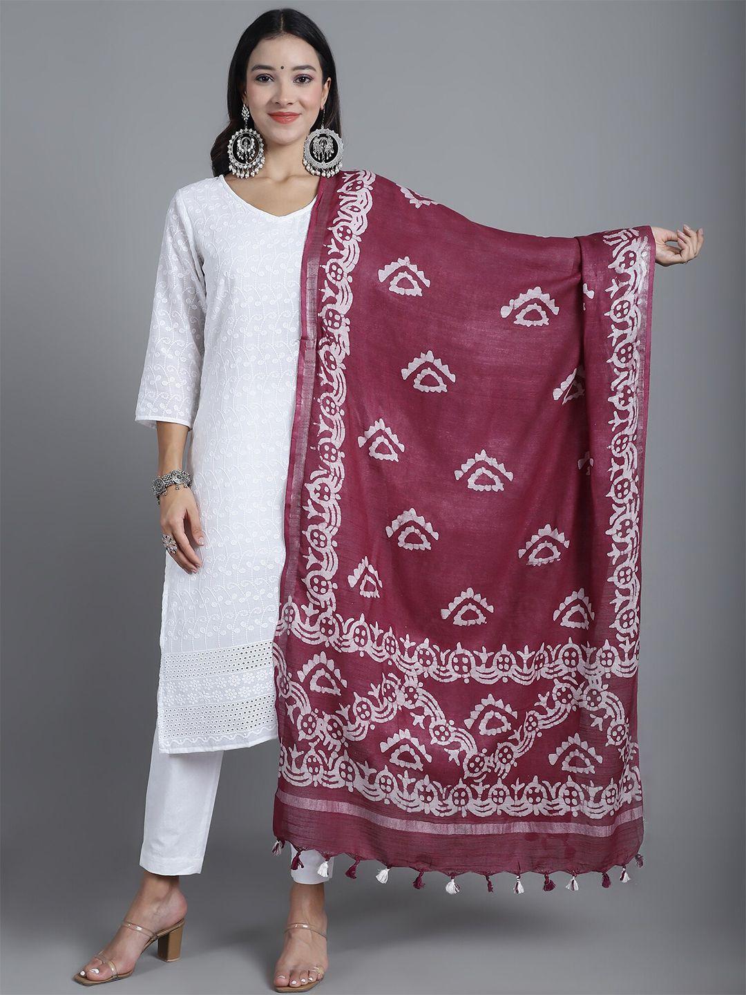 loom legacy ethnic motifs printed handblock cotton silk dupatta