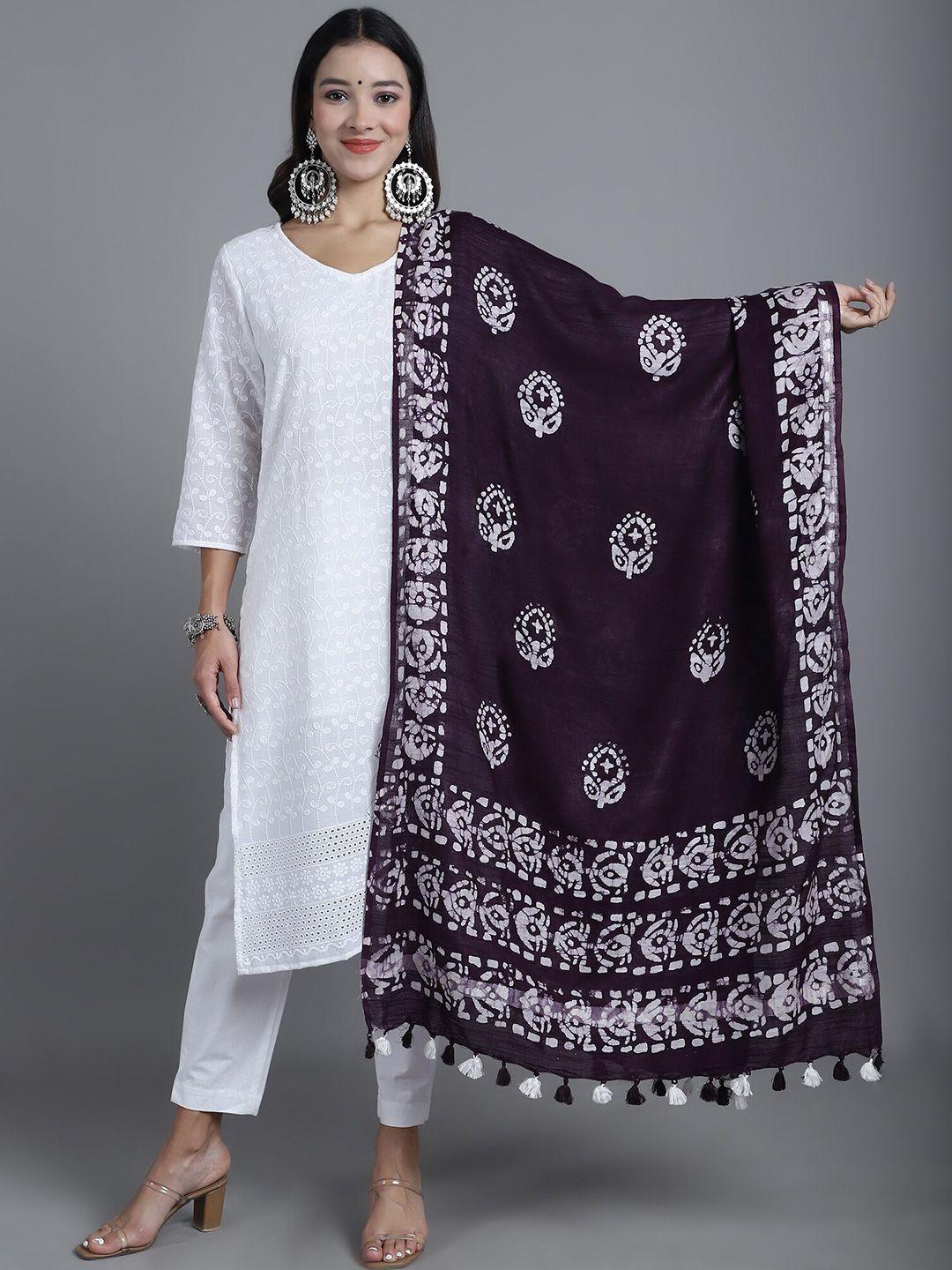 loom legacy handblock printed cotton silk dupatta