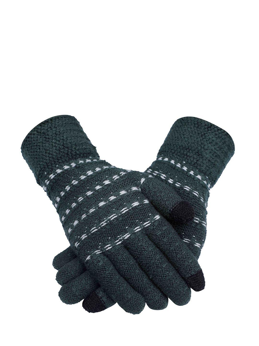 loom legacy men black & white textured gloves