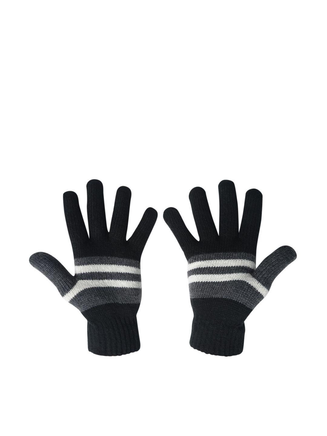 loom legacy men black patterned acrylic hand gloves