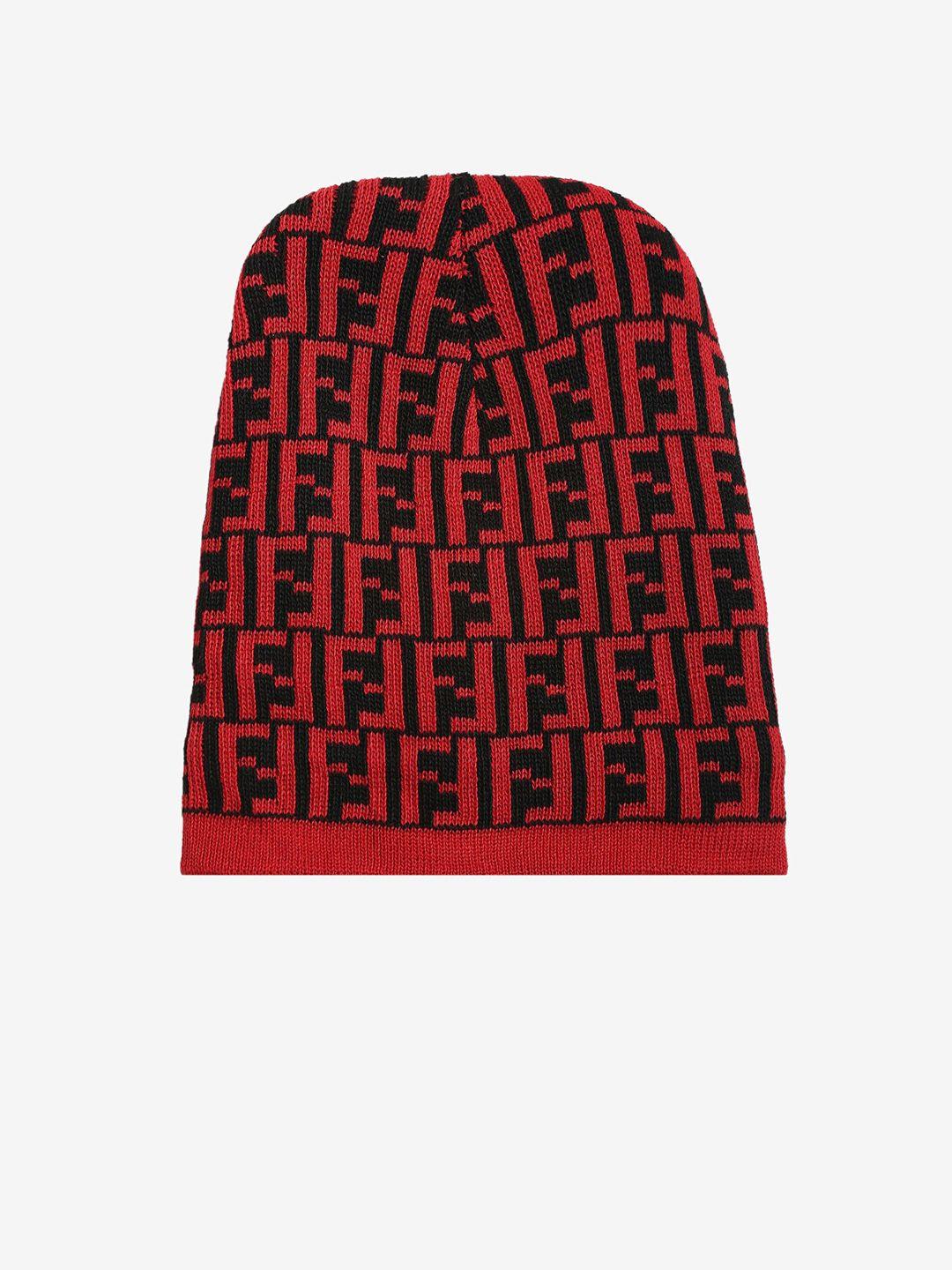 loom legacy men red & black printed beanie