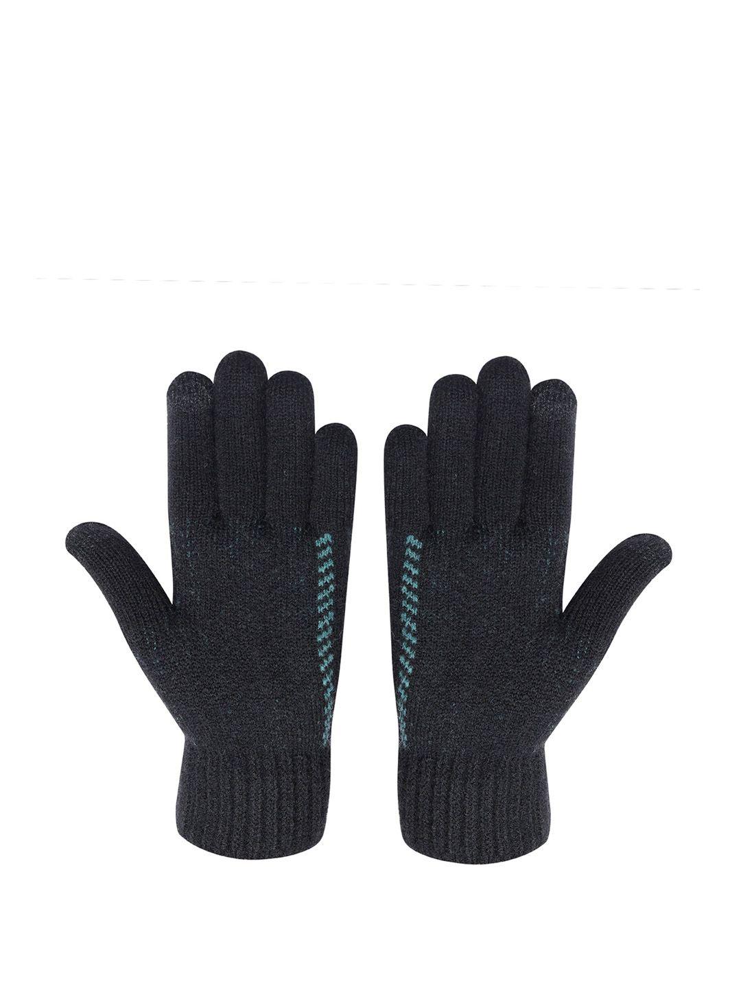loom legacy men self design winter acrylic woolen hand gloves