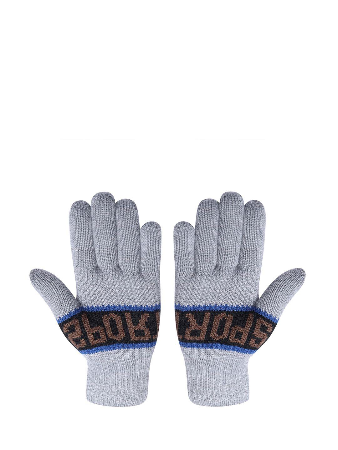 loom legacy men self design winter acrylic woolen hand gloves