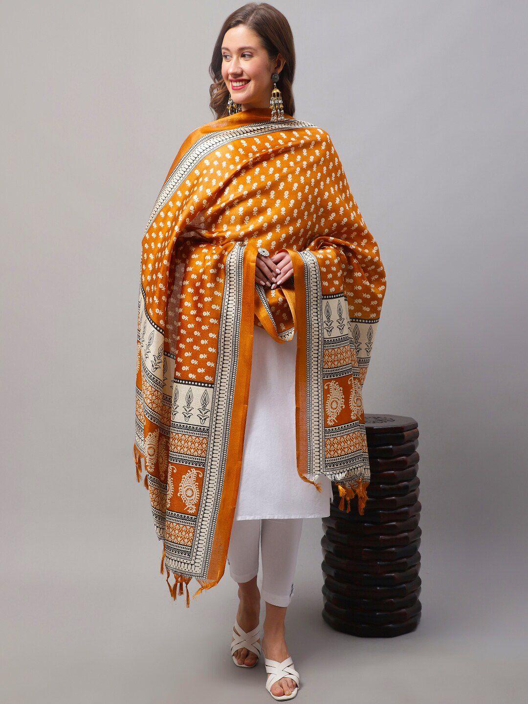 loom legacy printed dupatta with tasselled