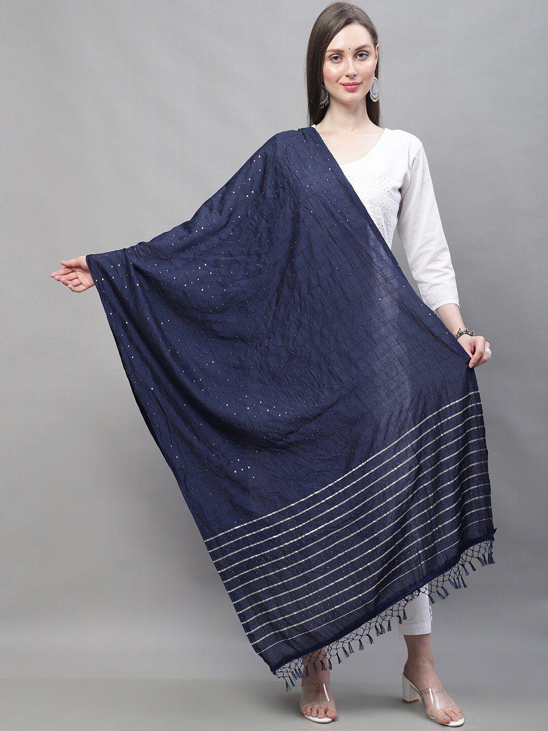 loom legacy striped sequinned cotton silk dupatta