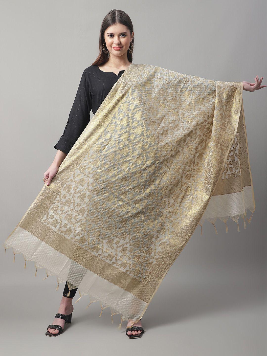 loom legacy woven design cotton silk dupatta with zari