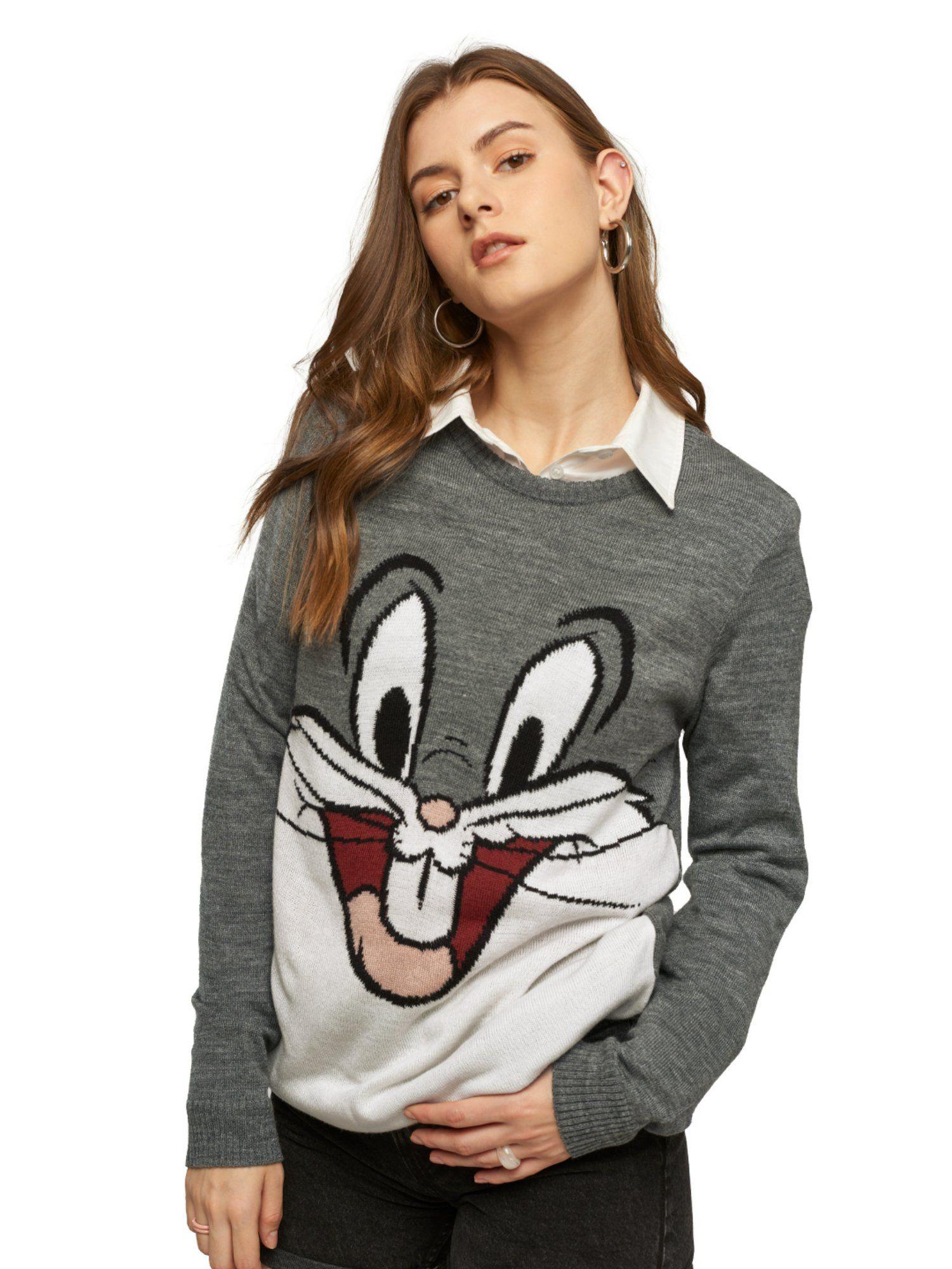 looney tunes bugs bunny grey knitted sweater