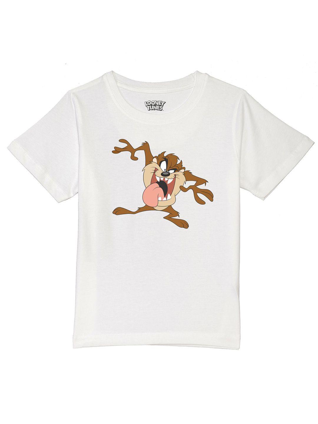 looney tunes by wear your mind boys white printed pure cotton t-shirt