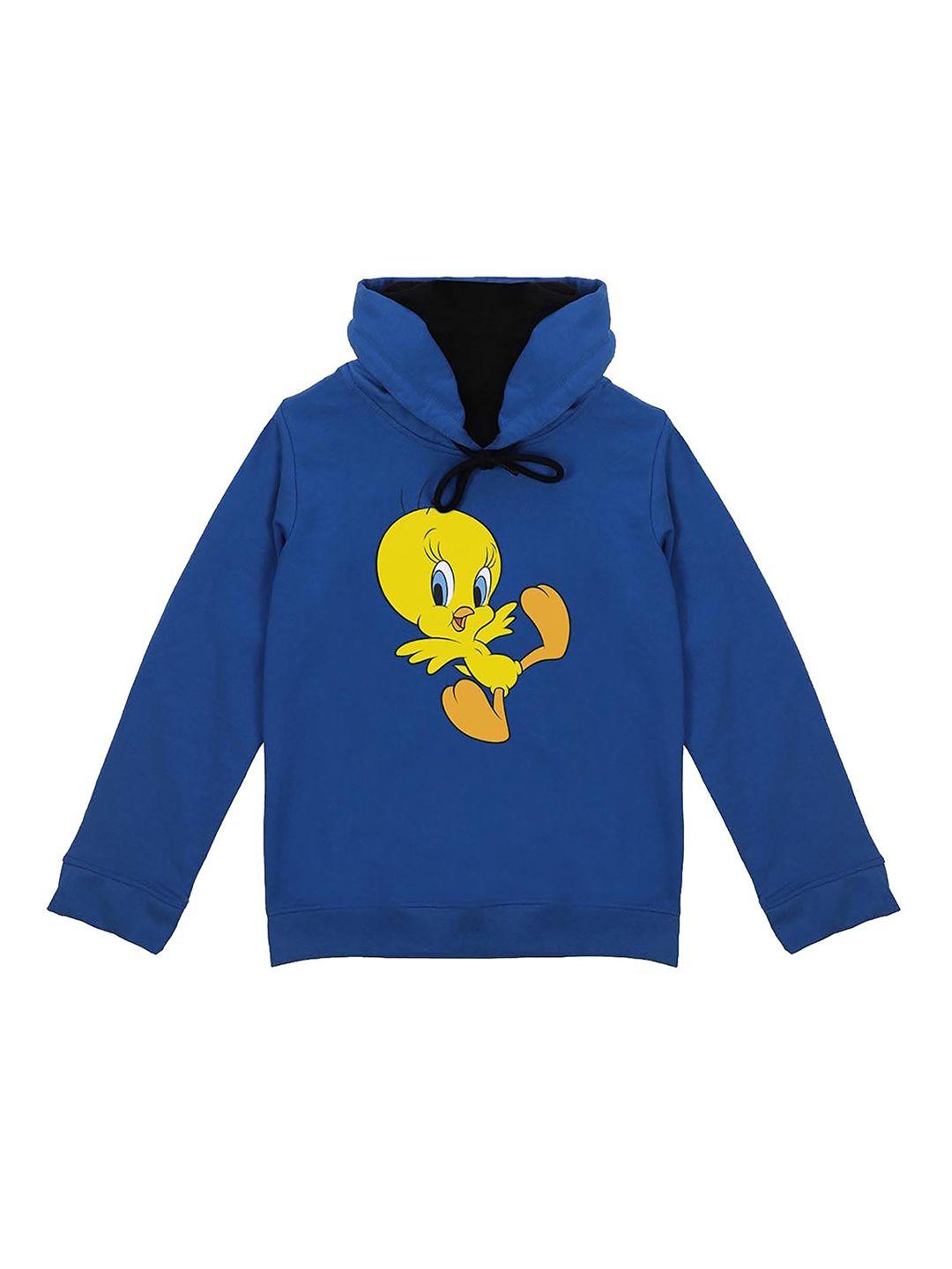 looney tunes boys blue printed hooded sweatshirt