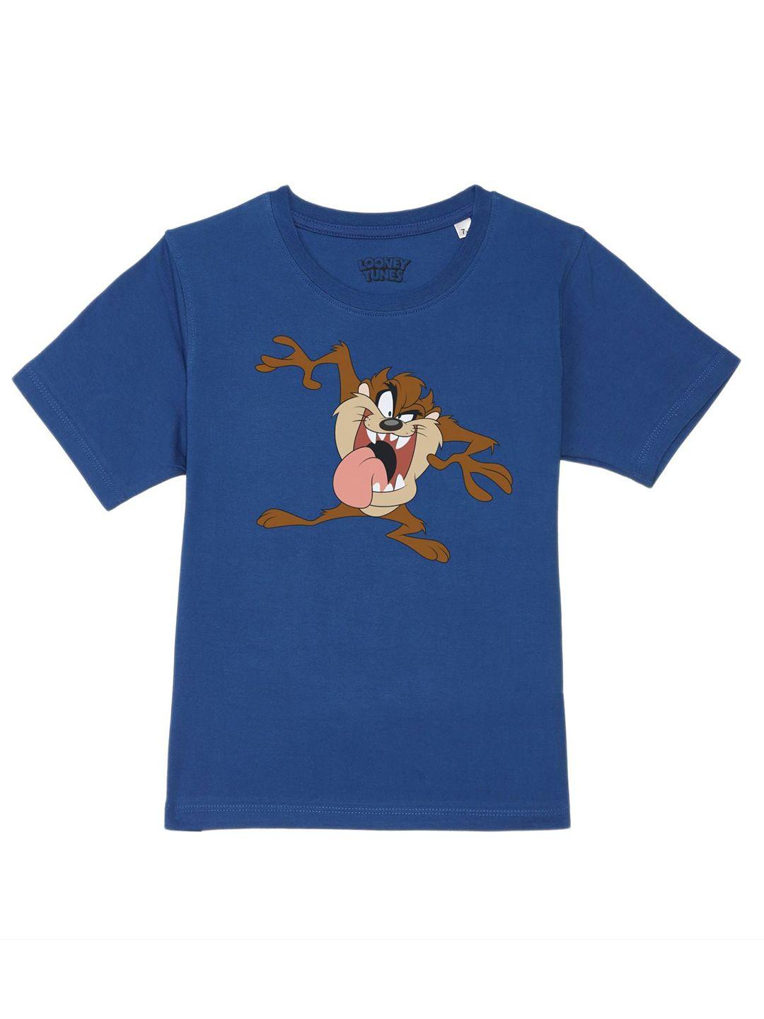 looney tunes by wear your mind boys blue printed pure cotton t-shirt